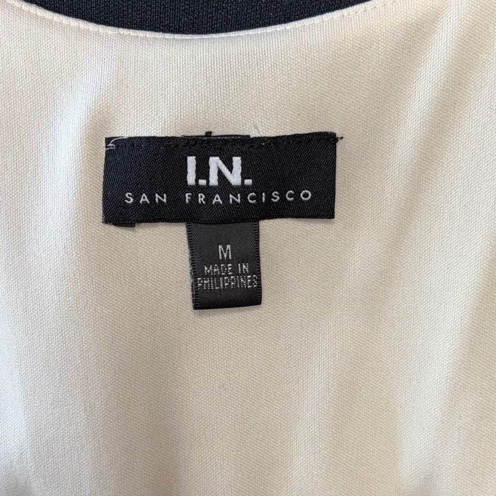 I.N. San Francisco Cami Mini Dress Cream Navy Blue Pleated Chiffon Size Medium - Picture 8 of 10